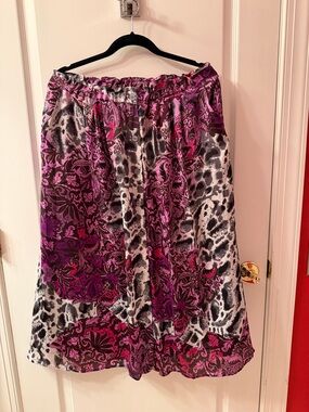 Vintage Purple Paisley & Animal Print A-Line maxi Skirt